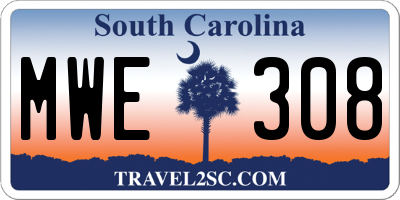 SC license plate MWE308