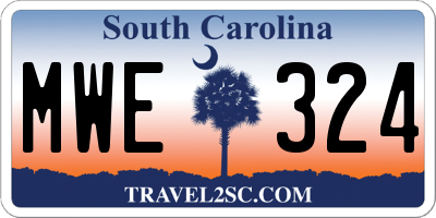 SC license plate MWE324