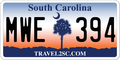 SC license plate MWE394