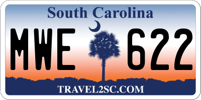 SC license plate MWE622