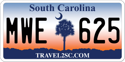 SC license plate MWE625