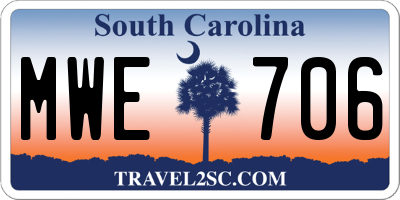 SC license plate MWE706