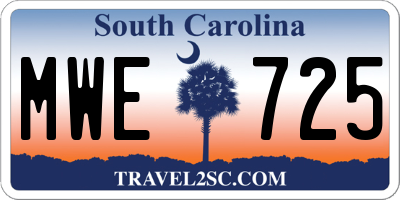 SC license plate MWE725