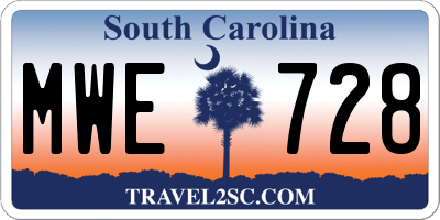 SC license plate MWE728