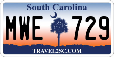 SC license plate MWE729