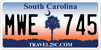 SC license plate MWE745