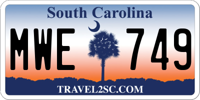 SC license plate MWE749
