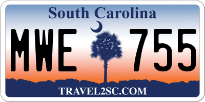 SC license plate MWE755