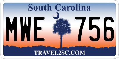 SC license plate MWE756