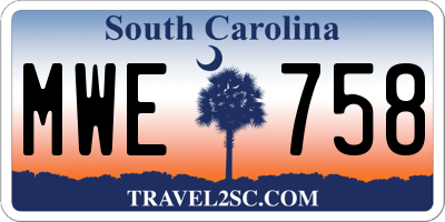 SC license plate MWE758