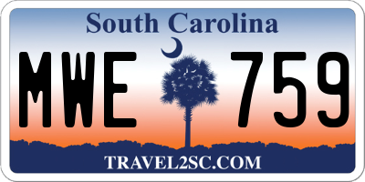 SC license plate MWE759