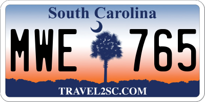 SC license plate MWE765