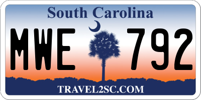 SC license plate MWE792
