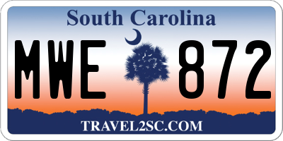 SC license plate MWE872