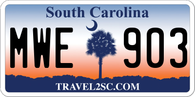 SC license plate MWE903