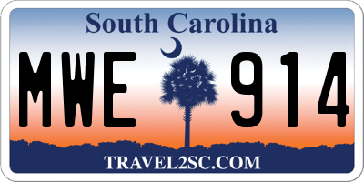SC license plate MWE914