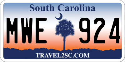 SC license plate MWE924