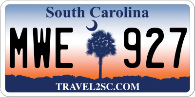 SC license plate MWE927