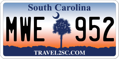 SC license plate MWE952