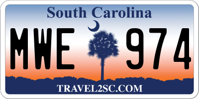 SC license plate MWE974
