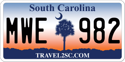 SC license plate MWE982