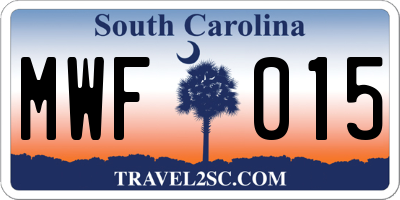 SC license plate MWF015