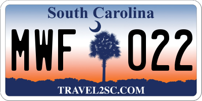 SC license plate MWF022