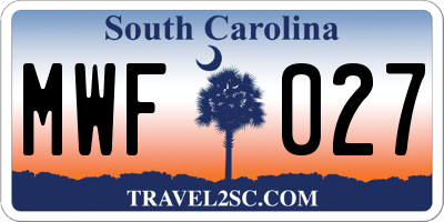 SC license plate MWF027