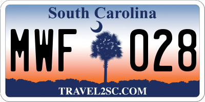 SC license plate MWF028