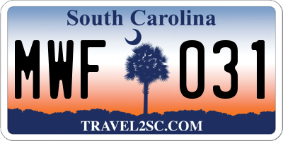 SC license plate MWF031
