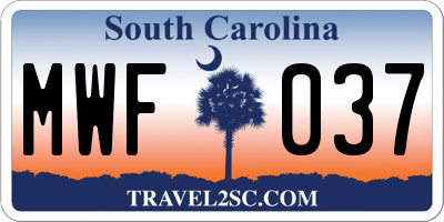 SC license plate MWF037