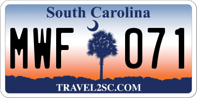 SC license plate MWF071