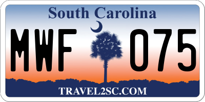 SC license plate MWF075