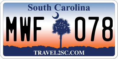 SC license plate MWF078