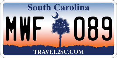 SC license plate MWF089
