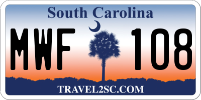 SC license plate MWF108