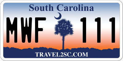 SC license plate MWF111