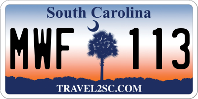 SC license plate MWF113