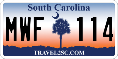 SC license plate MWF114