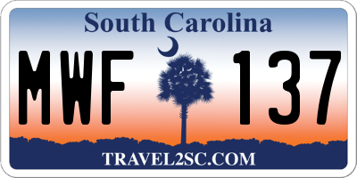 SC license plate MWF137