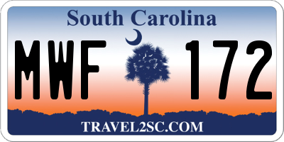 SC license plate MWF172