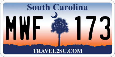 SC license plate MWF173
