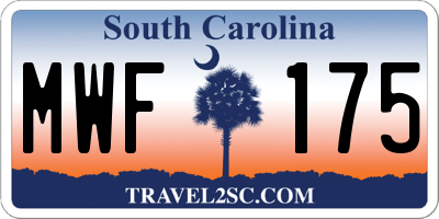 SC license plate MWF175
