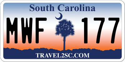 SC license plate MWF177