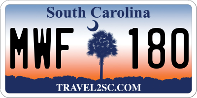 SC license plate MWF180