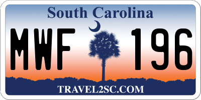 SC license plate MWF196