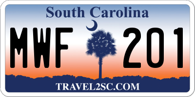 SC license plate MWF201