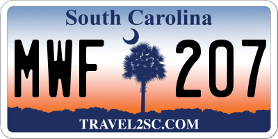 SC license plate MWF207