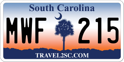 SC license plate MWF215