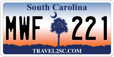 SC license plate MWF221
